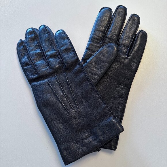 Women's Winter Leather Gloves sz 7.5 - Matt Black - Picture 1 of 11